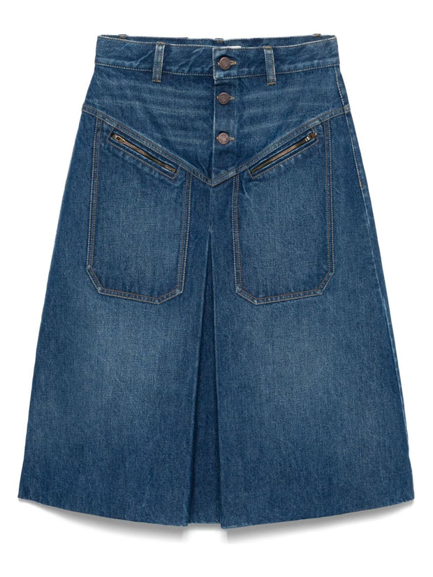 Chloé Chloè Denim Midi Skirt Blue