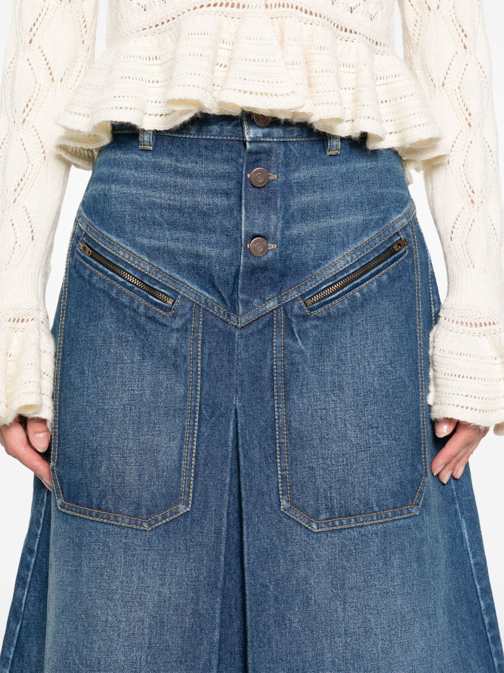 Chloé Chloè Denim Midi Skirt Blue