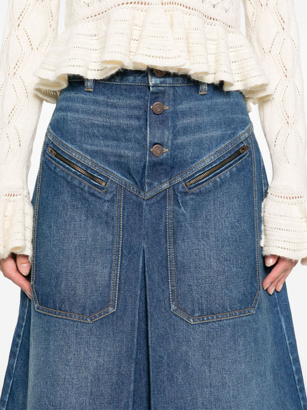 Chloé Chloè Denim Midi Skirt Blue