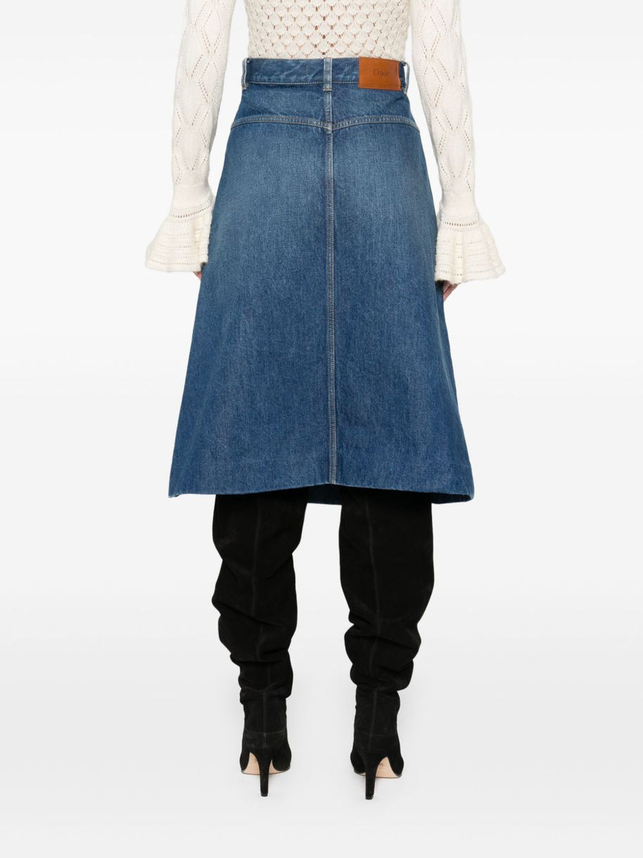 Chloé Chloè Denim Midi Skirt Blue