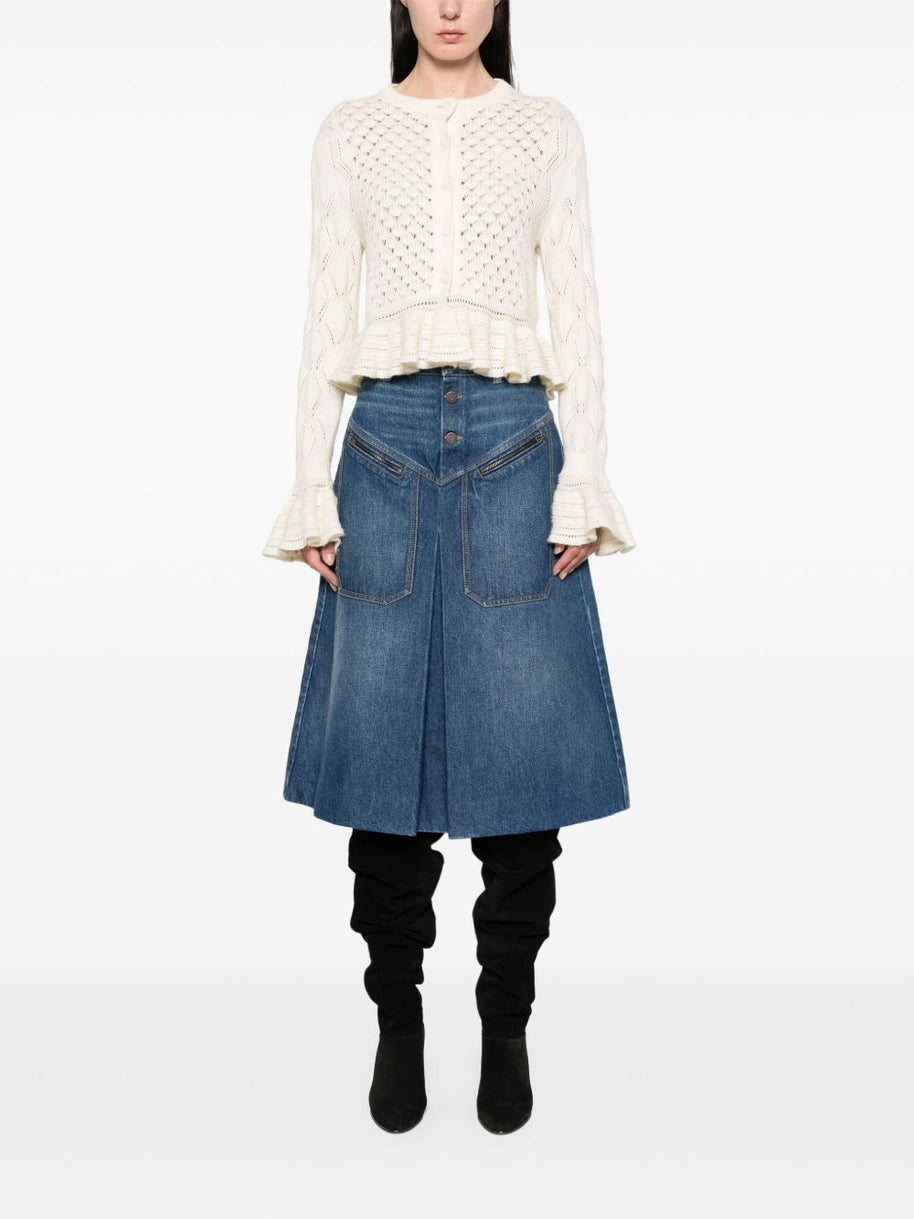 Chloé Chloè Denim Midi Skirt Blue
