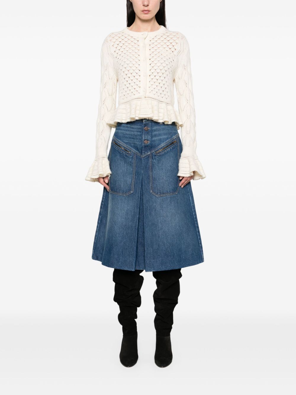 Chloé Chloè Denim Midi Skirt Blue