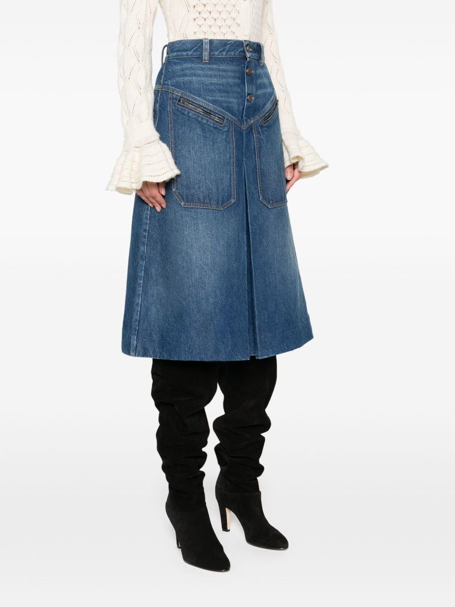 Chloé Chloè Denim Midi Skirt Blue
