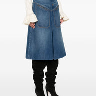 Chloé Chloè Denim Midi Skirt Blue