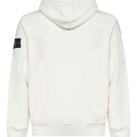 Stone Island Logo Cotton Hoodie - Ivory