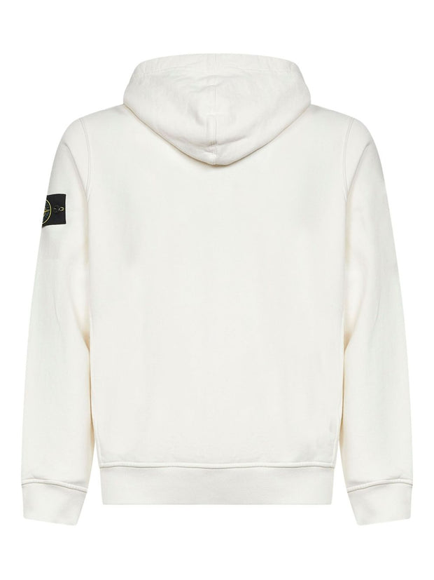 Stone Island Logo Cotton Hoodie - Ivory