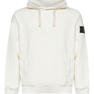 Stone Island Logo Cotton Hoodie - Ivory