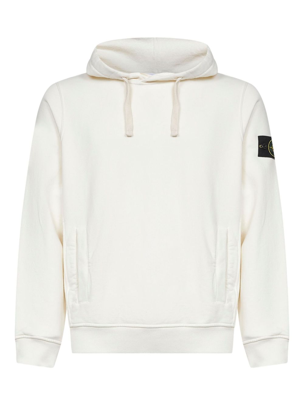 Stone Island Logo Cotton Hoodie - Ivory