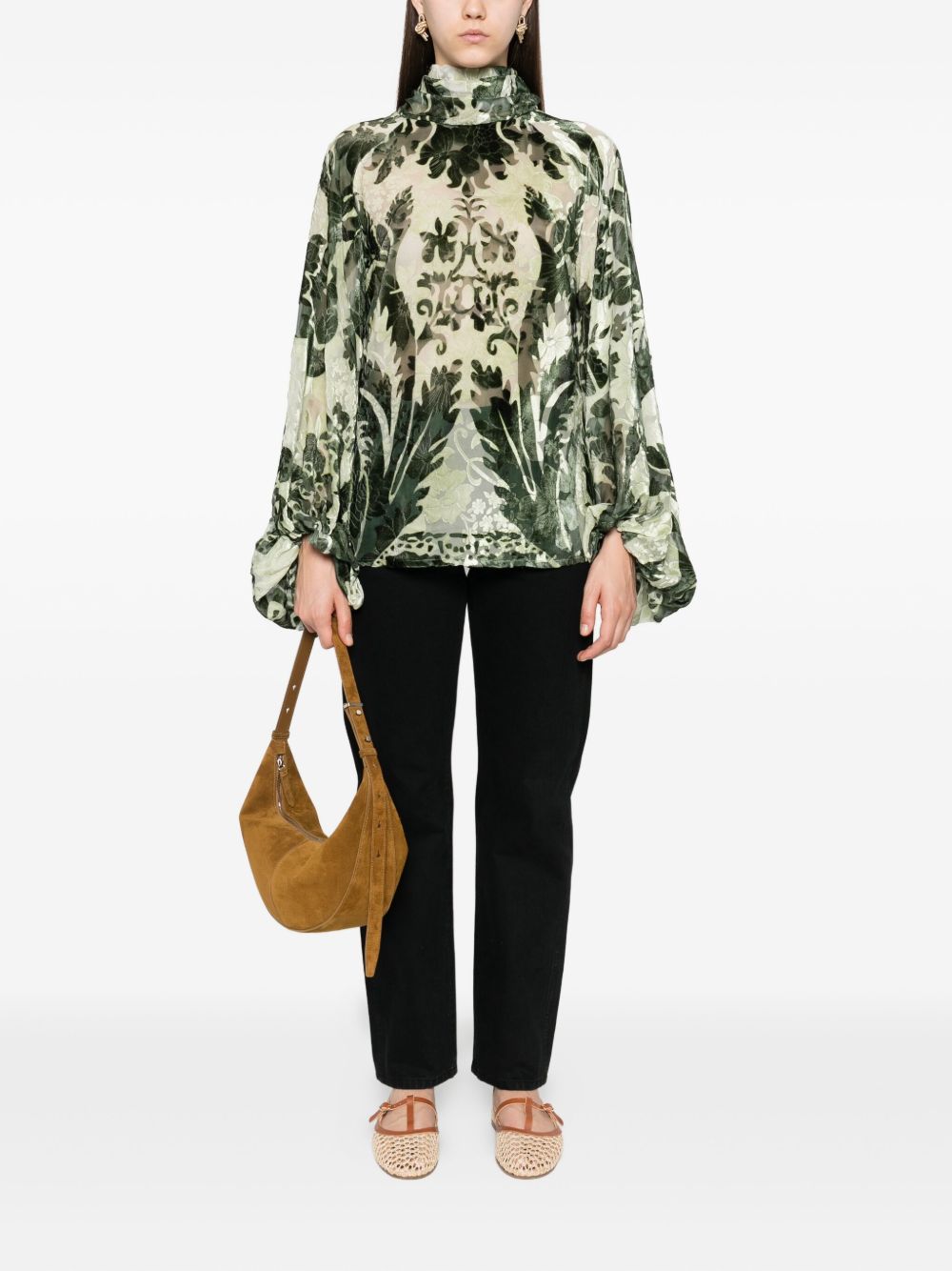 F.R.S . Printed Silk Top - Green