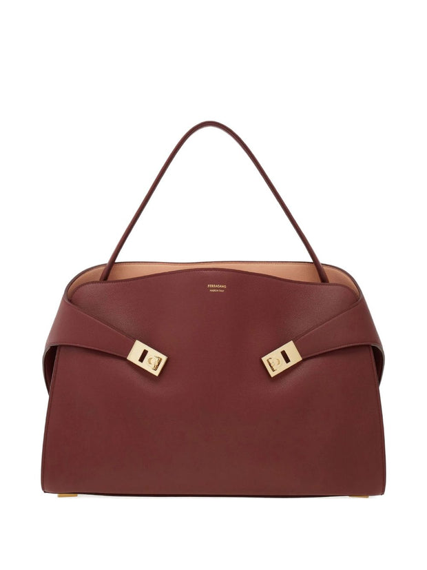 Ferragamo Hug Medium Leather Tote Bag - Brown