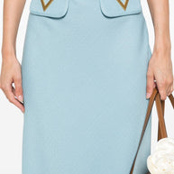 Valentino Midi Skirt - Clear Blue