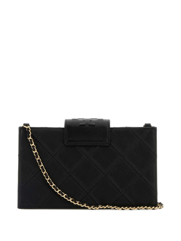 Tory Burch  Fleming Leather Wallet On Chain  - Black