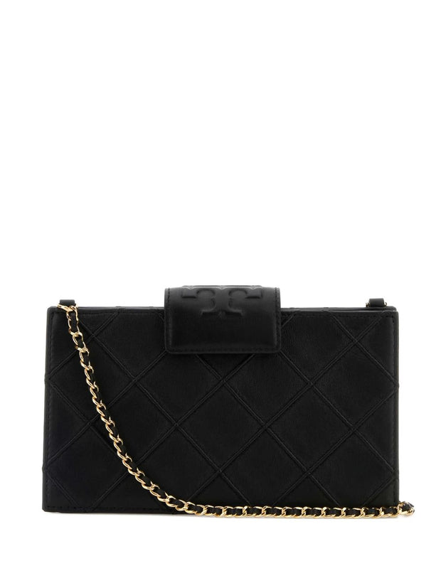 Tory Burch  Fleming Leather Wallet On Chain  - Black