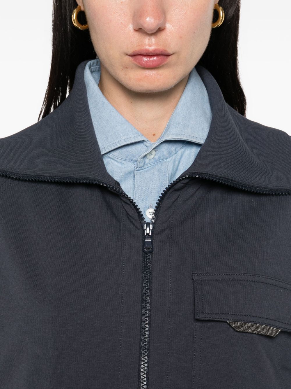 Brunello Cucinelli Cotton Zipped Sweatshirt - Blue