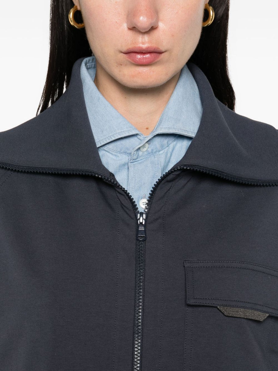 Brunello Cucinelli Cotton Zipped Sweatshirt - Blue