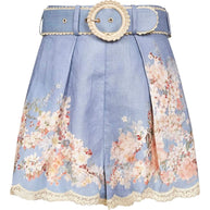 Zimmermann Cascadian Linen Shorts - Clear Blue