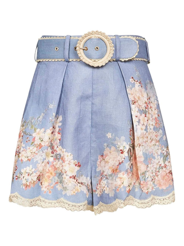 Zimmermann Cascadian Linen Shorts - Clear Blue