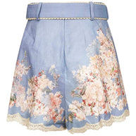 Zimmermann Cascadian Linen Shorts - Clear Blue