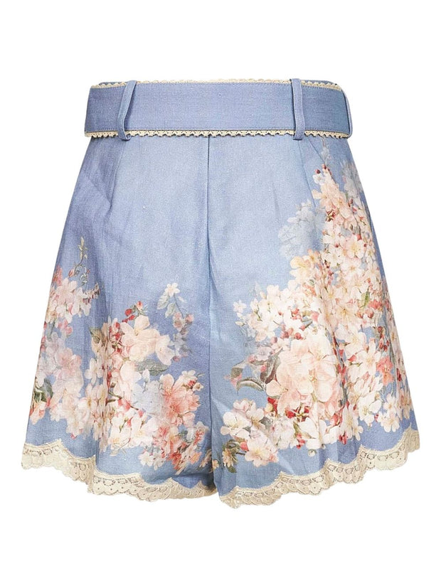 Zimmermann Cascadian Linen Shorts - Clear Blue