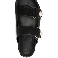 Jimmy Choo Fayence Sandal Low Leather Sandals With Pearls