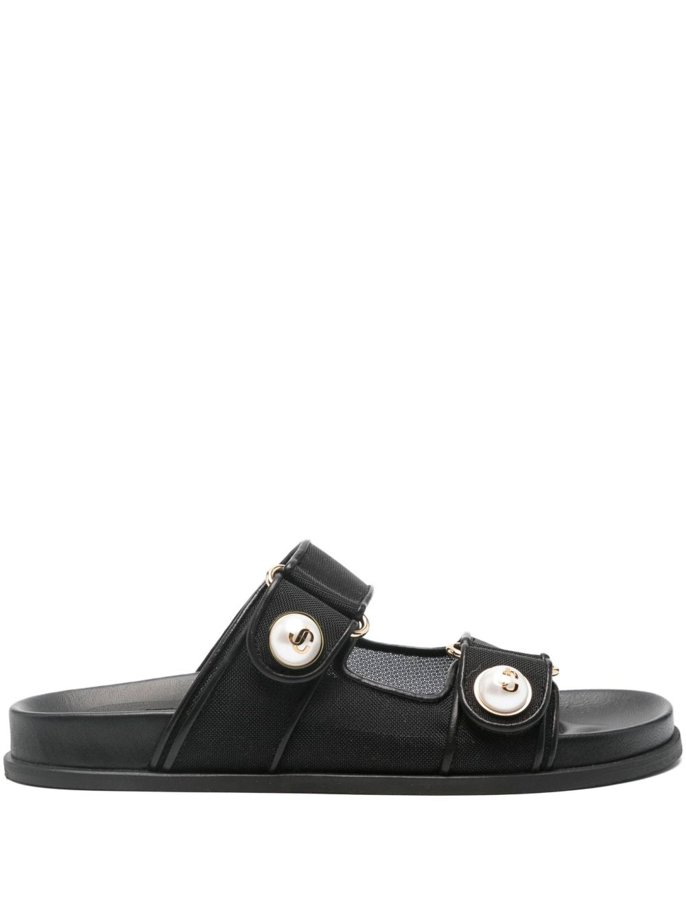 Jimmy Choo Fayence Sandal Low Leather Sandals With Pearls