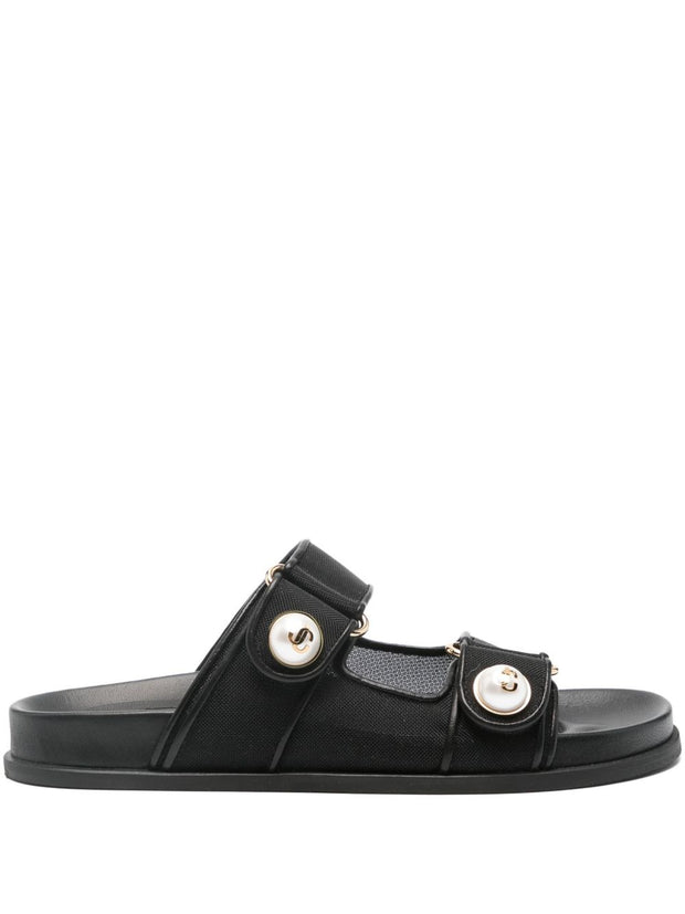 Jimmy Choo Fayence Sandal Low Leather Sandals With Pearls