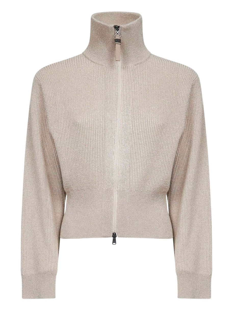Brunello Cucinelli Cashmere Zipped Cardigan - Beige
