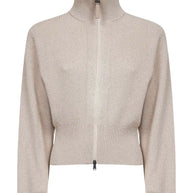 Brunello Cucinelli Cashmere Zipped Cardigan - Beige