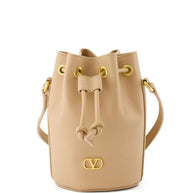 Valentino Garavani VLogo Signature Mini Leather Bucket Bag - Powder