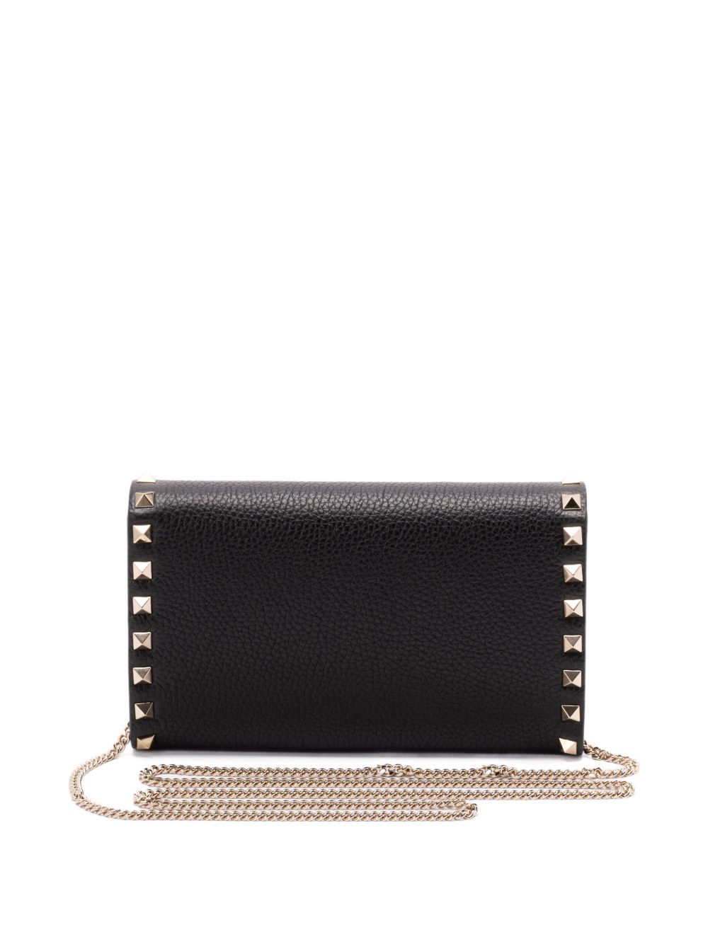 Valentino Garavani Rockstud Leather Wallet On Chain - Black