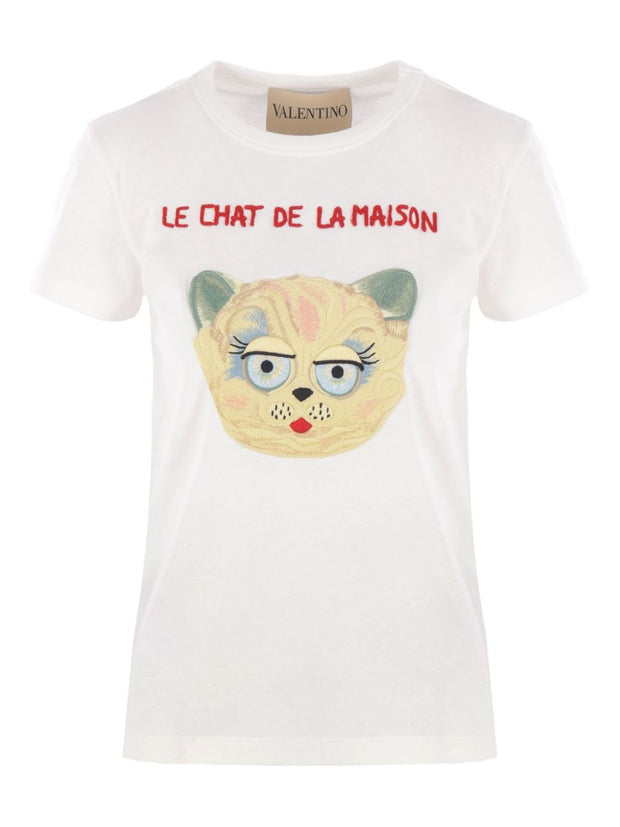 Valentino Le Chat De La Maison Cotton T-shirt - Ivory