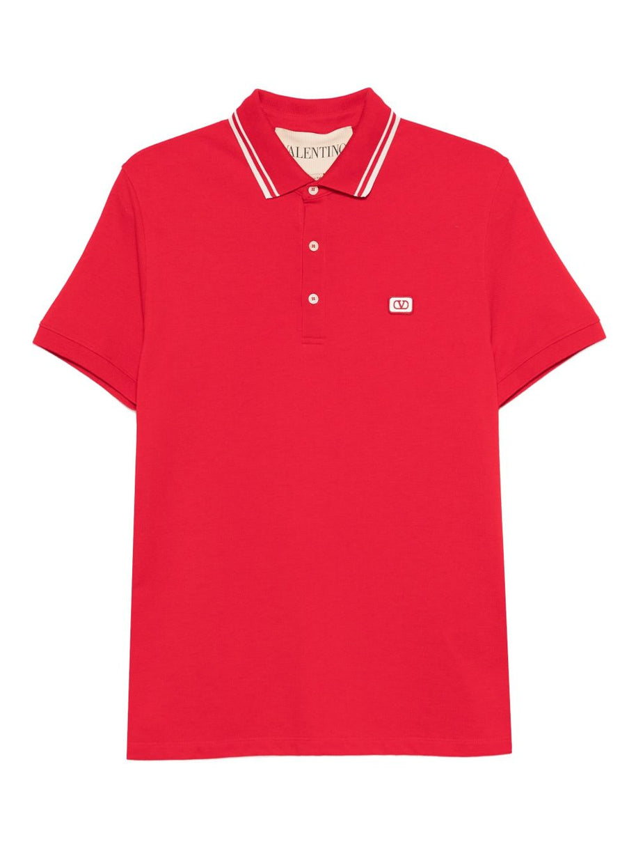 Valentino VLogo Signature Cotton Polo Shirt - Red