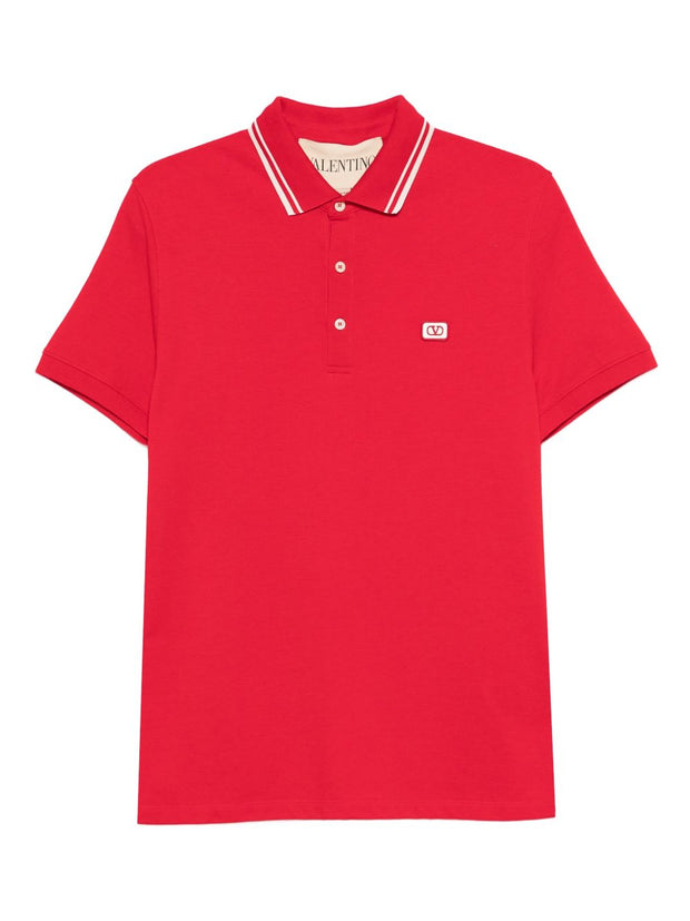 Valentino VLogo Signature Cotton Polo Shirt - Red