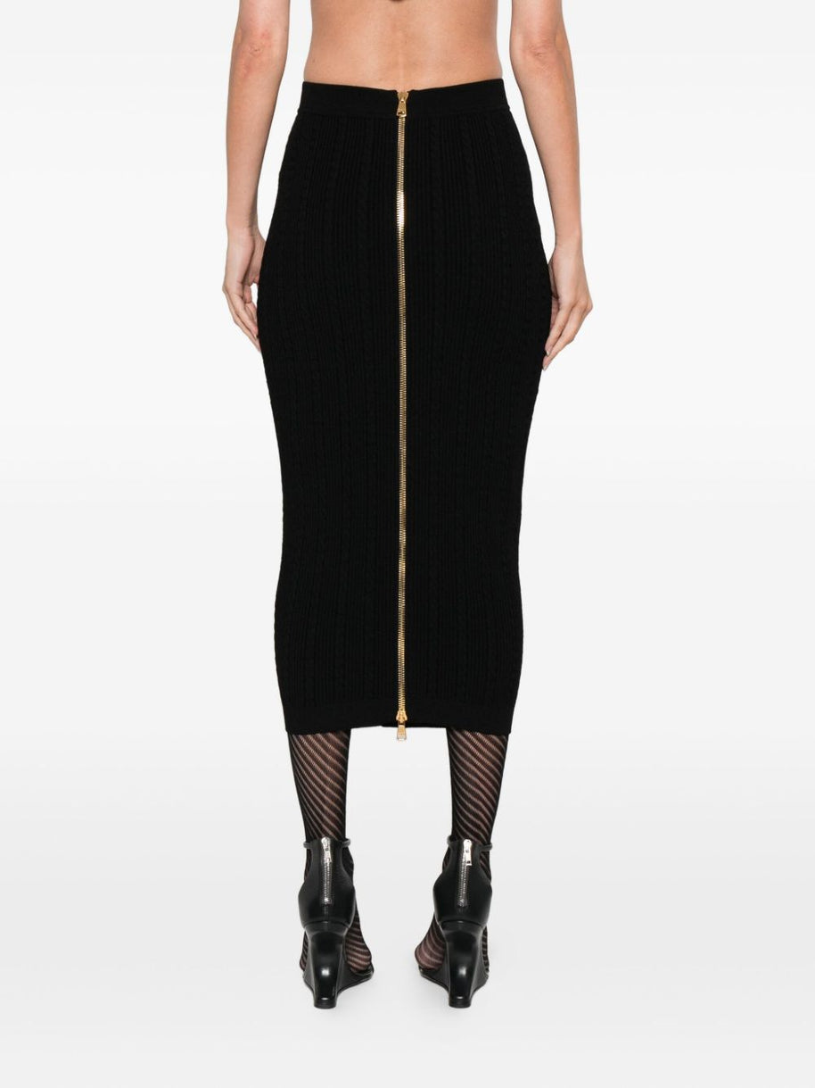 Balmain Buttoned Long Skirt - Black