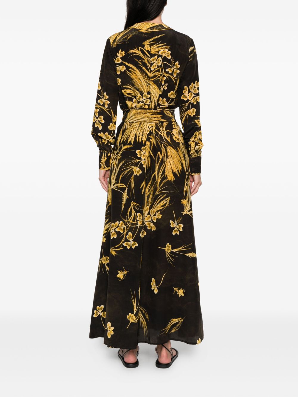 F.R.S . Silk Blend Printed Maxi Dress - Yellow