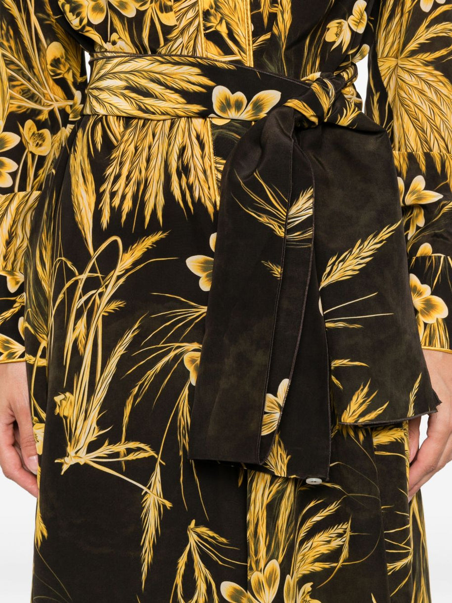 F.R.S . Silk Blend Printed Maxi Dress - Yellow
