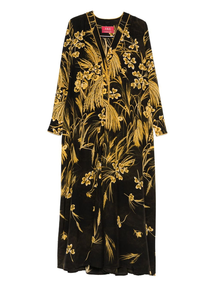 F.R.S . Silk Blend Printed Maxi Dress - Yellow