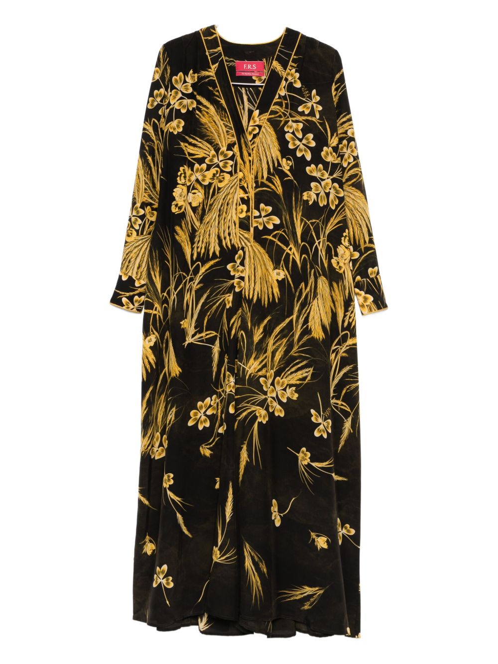 F.R.S . Silk Blend Printed Maxi Dress - Yellow