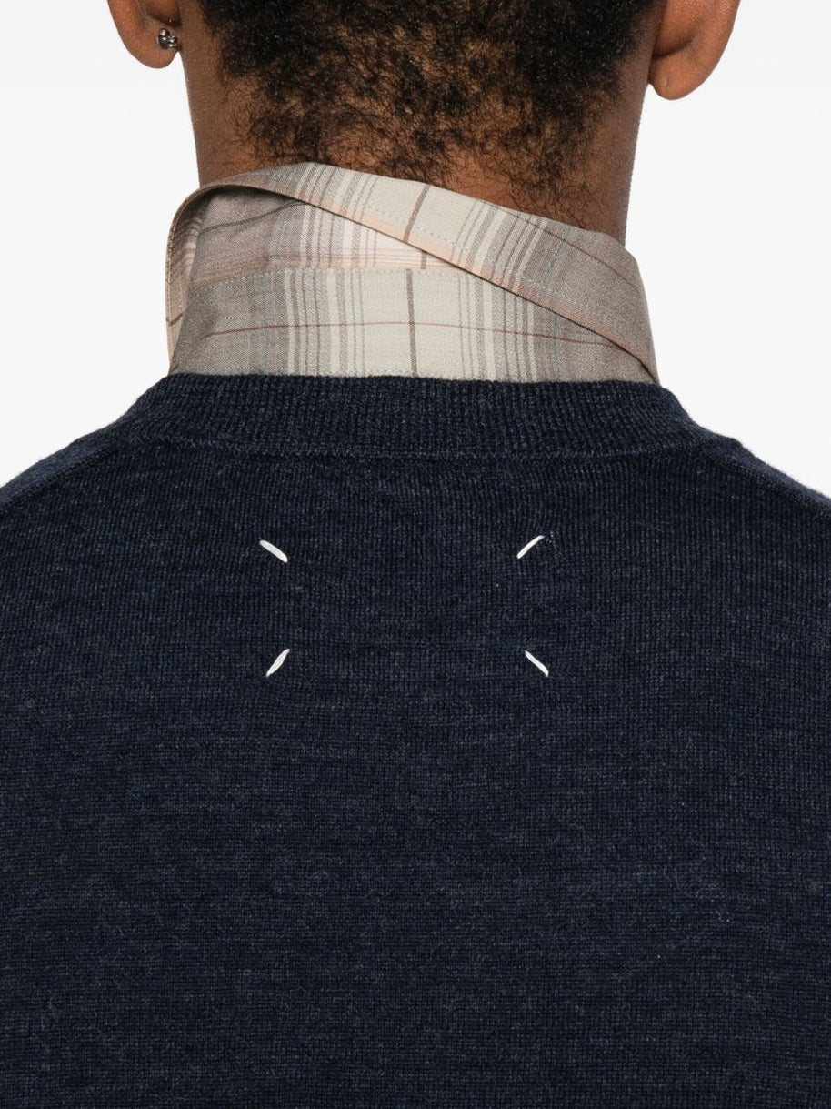 Maison Margiela  Wool Crewneck Sweater - Blue