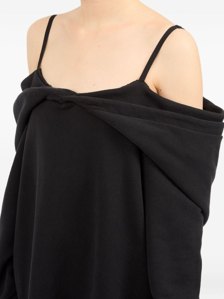 MM6 Maison Margiela Off-shoulder Cotton Dress - Black