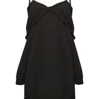 MM6 Maison Margiela Off-shoulder Cotton Dress - Black