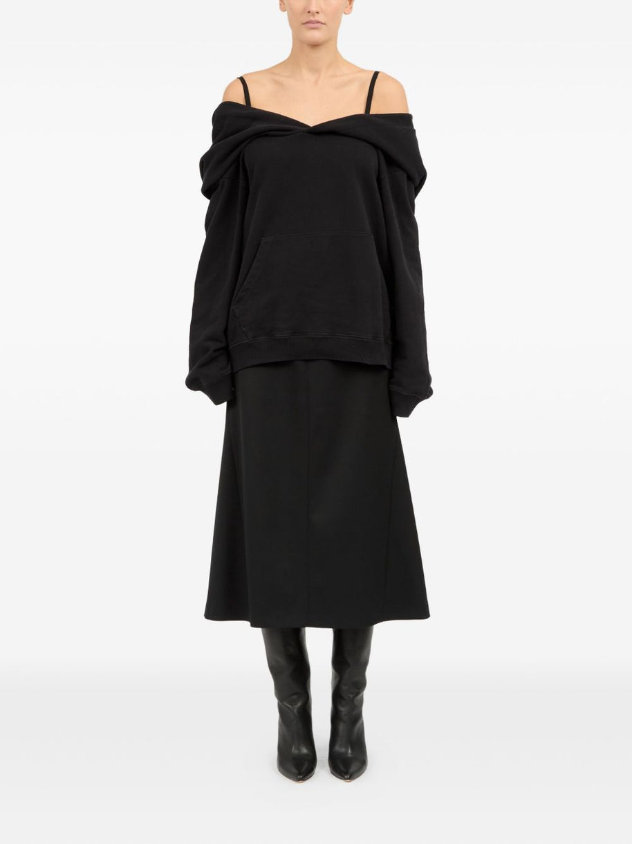 MM6 Maison Margiela Off-shoulder Cotton Sweatshirt - Black