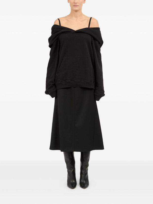 MM6 Maison Margiela Off-shoulder Cotton Sweatshirt - Black