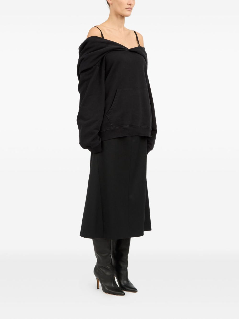 MM6 Maison Margiela Off-shoulder Cotton Sweatshirt - Black