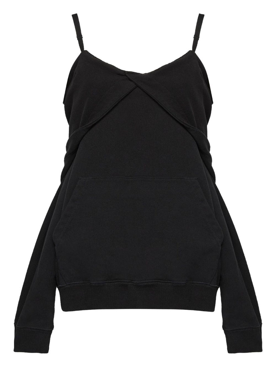 MM6 Maison Margiela Off-shoulder Cotton Sweatshirt - Black