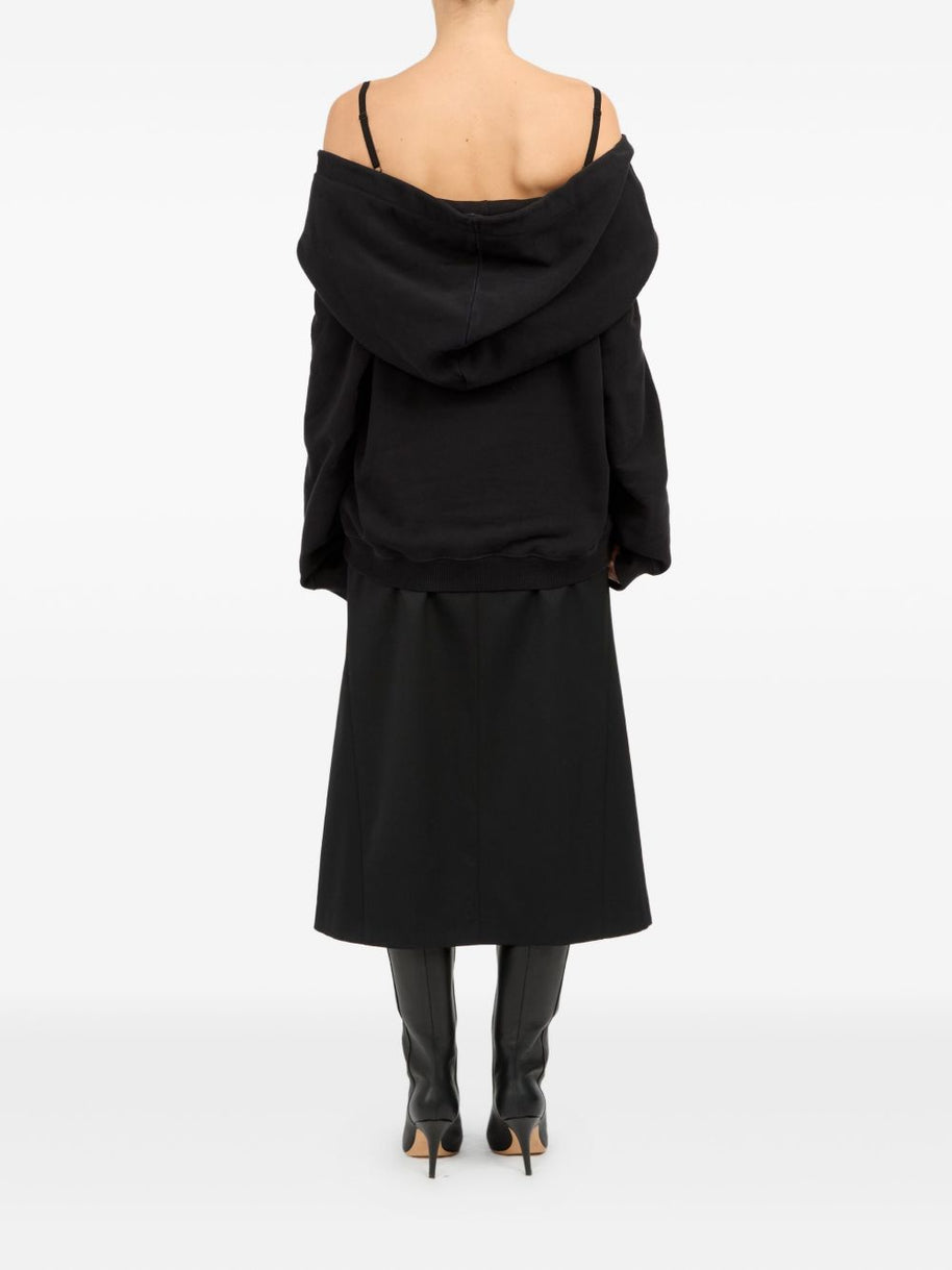 MM6 Maison Margiela Off-shoulder Cotton Sweatshirt - Black