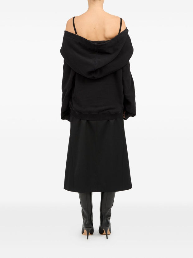 MM6 Maison Margiela Off-shoulder Cotton Sweatshirt - Black