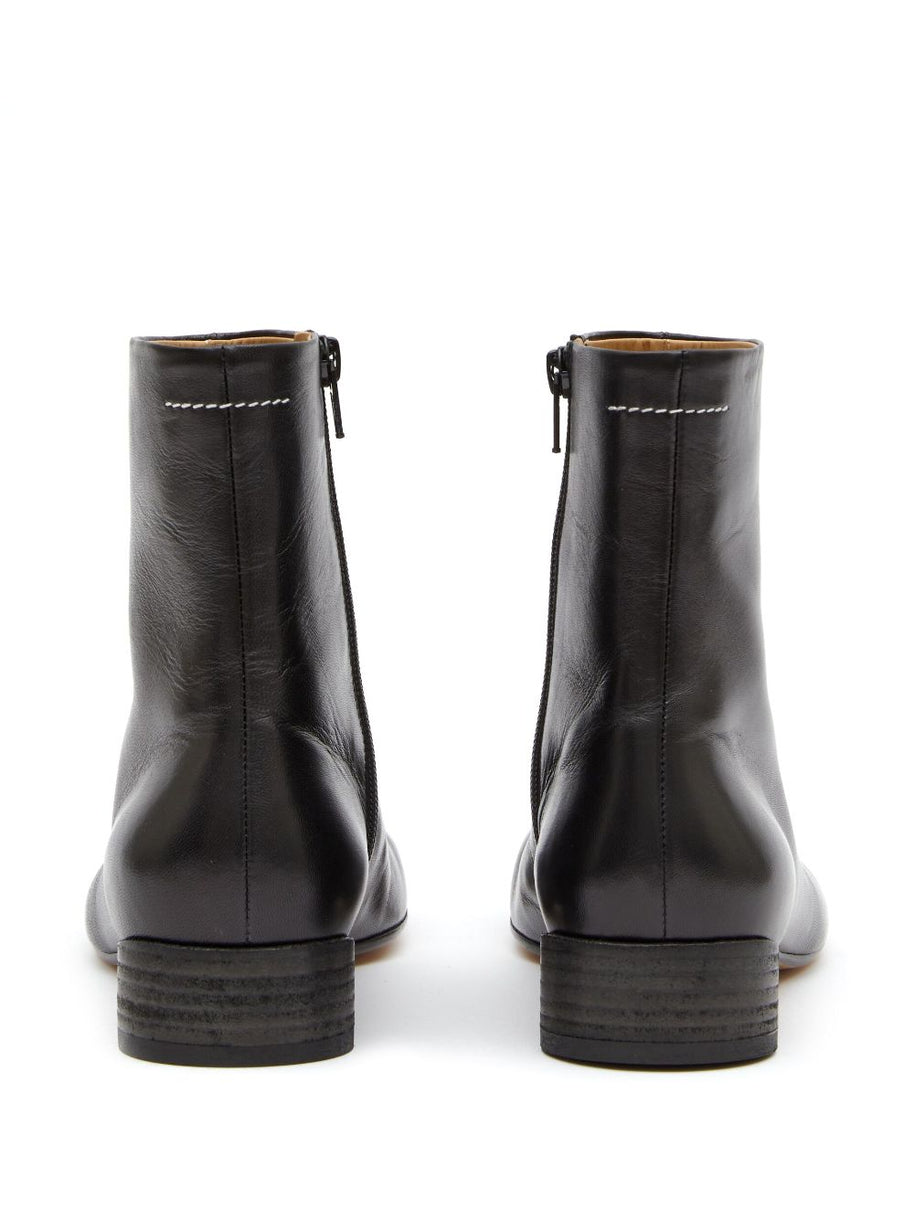 MM6 Maison Margiela Leather Ankle Boots - Black