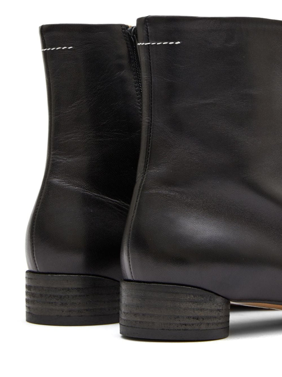 MM6 Maison Margiela Leather Ankle Boots - Black