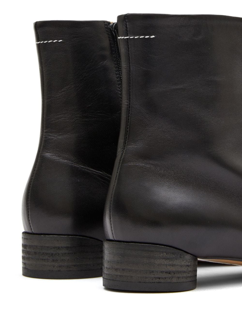 MM6 Maison Margiela Leather Ankle Boots - Black
